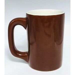 Tall Vintage Hall China Mug Brown Heavy Thick Restaurant Ware Coffee Cup USA